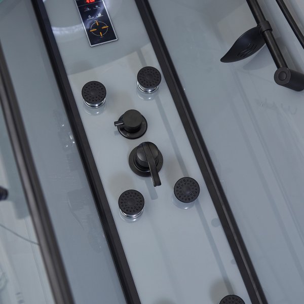 Lyxigt rundad duschkabin med massage, belysning, bluetooth - Gr�