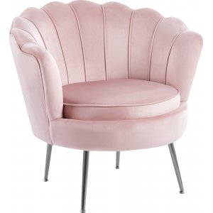 Fåtölj i rosa sammet med kromade ben och vågformat ryggstöd | Kingsley Fåtölj i rosa sammet med kromade ben och vågformat ryggstöd | Kingsley