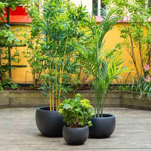 Fiberarmerade utekrukor | 3-pack | Granitsvart