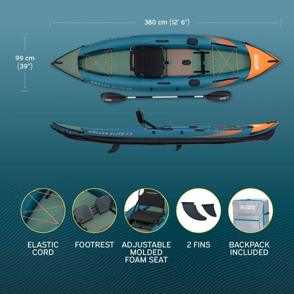 HydroForce Angler Elite Fiskekajak 380×99 cm | Fish ruler, ripstop & komplett set | Bestway (65197) HydroForce Angler Elite Fiskekajak 380×99 cm | Fish ruler, ripstop & komplett set | Bestway (65197)