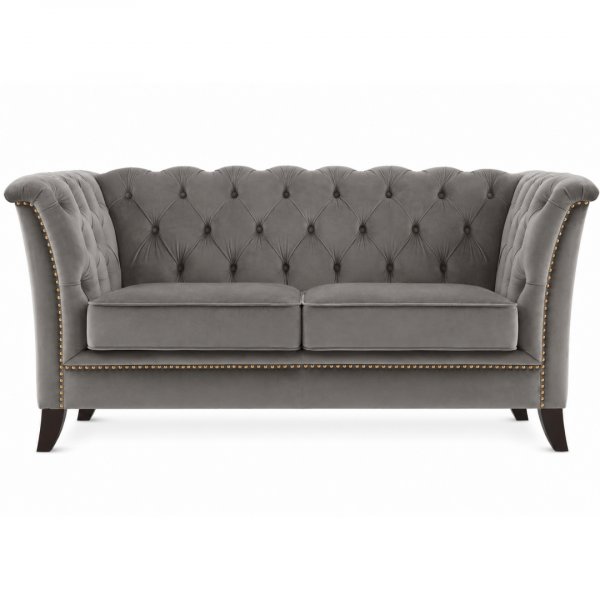 Chesterfieldsoffa Gr� Sammet | Eukalyptustr� & ben i gummitr� | Chesterfield
