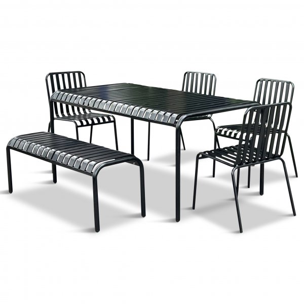 Underhållsfri matgrupp | Utemöbler i galvaniserat stål | Bergvik Svart Underhållsfri matgrupp | Utemöbler i galvaniserat stål | Bergvik Svart