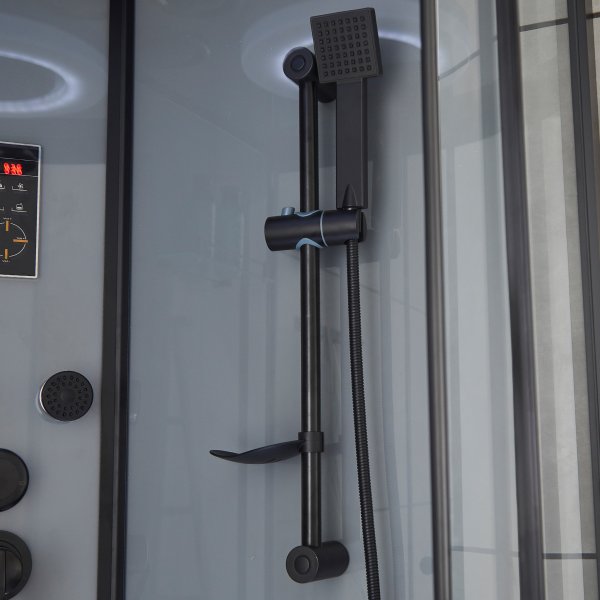 Lyxigt rundad duschkabin med massage, belysning, bluetooth - Gr�