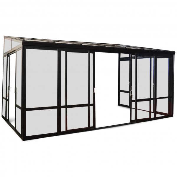 Uterum 14,8m² | Säkerhetsglas och kanalplast | Aluminiumstomme | Svart Uterum 14,8m² | Säkerhetsglas och kanalplast | Aluminiumstomme | Svart