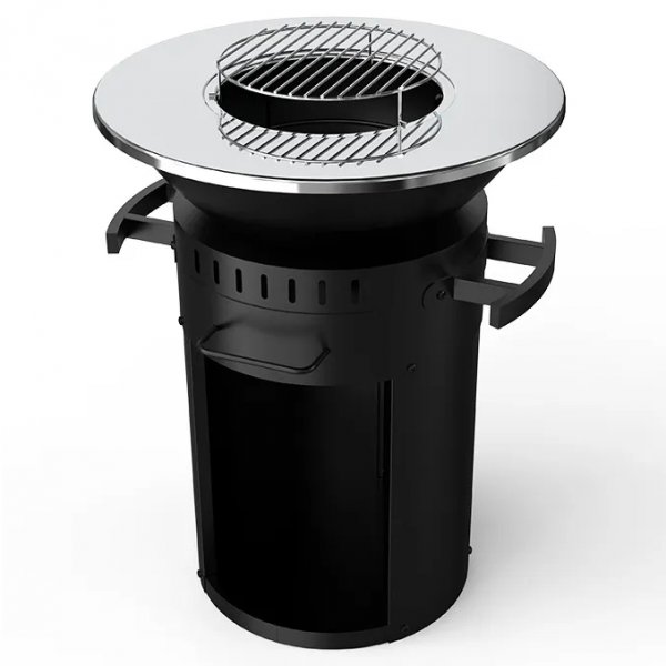 Eldstad med grillplatta i rostfritt st�l | 58 cm fire pit | Svart