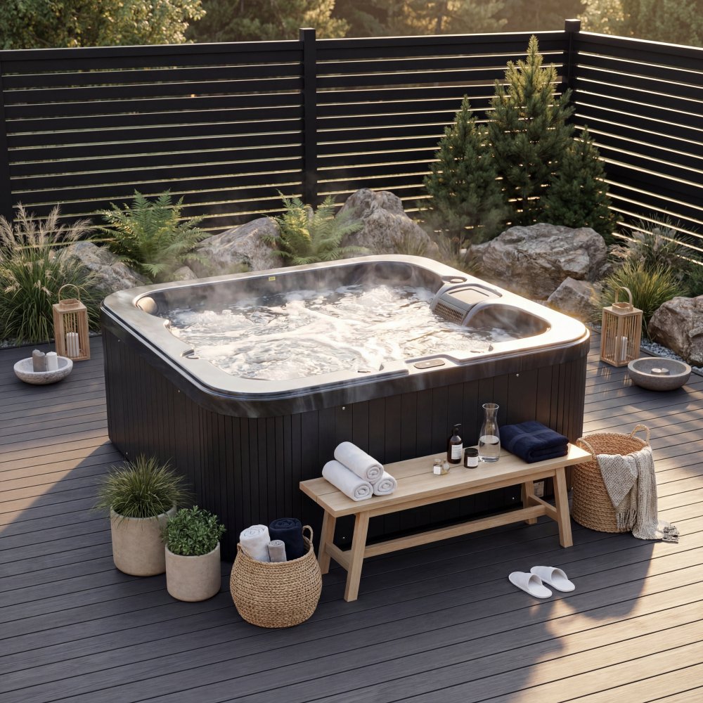 Spabad Zeus Blackline Edition  6 personer | Svart Lucite® Akryl | Balboa® Styrsystem