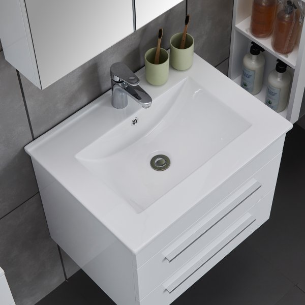 Stort badrumspaket | Kommod med handfat| Högblank vit Stort badrumspaket | Kommod med handfat| Högblank vit