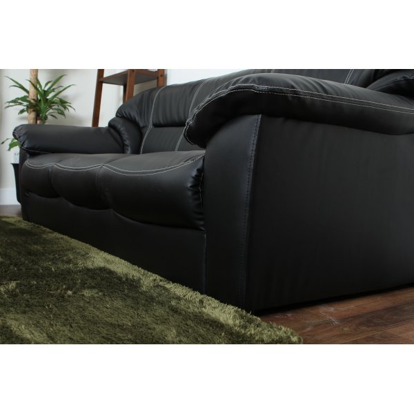 3-sitssoffa Svart | Konstl�der & eukalyptustr� | Dominic