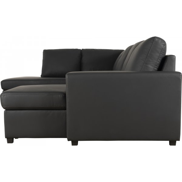 U-soffa | Divan, �ppet avslut & kallskum | Solna Gr�/Svart PU