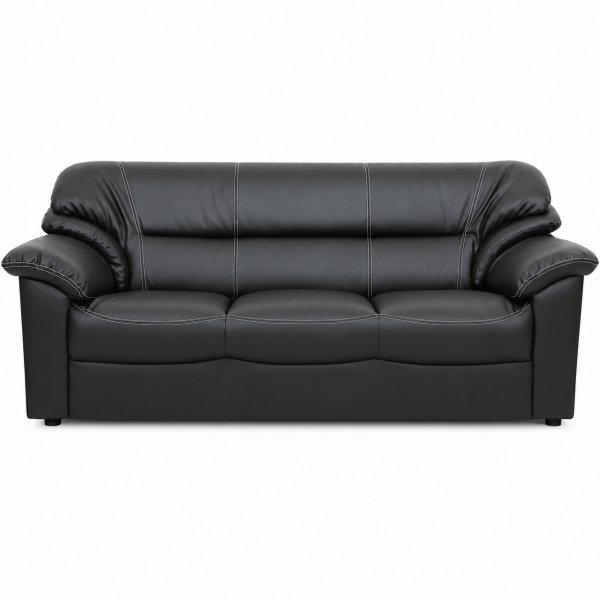 3-sitssoffa Svart | Konstl�der & eukalyptustr� | Dominic