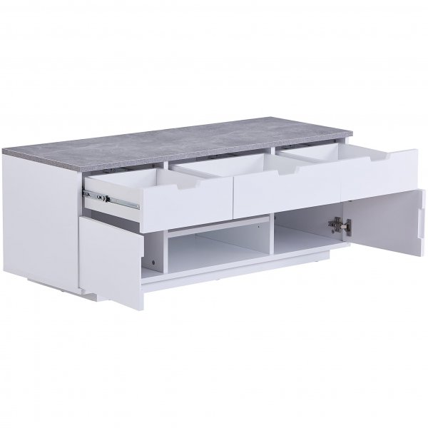TV-b�nk med rymlig f�rvaring | Vit/gr� | Malte