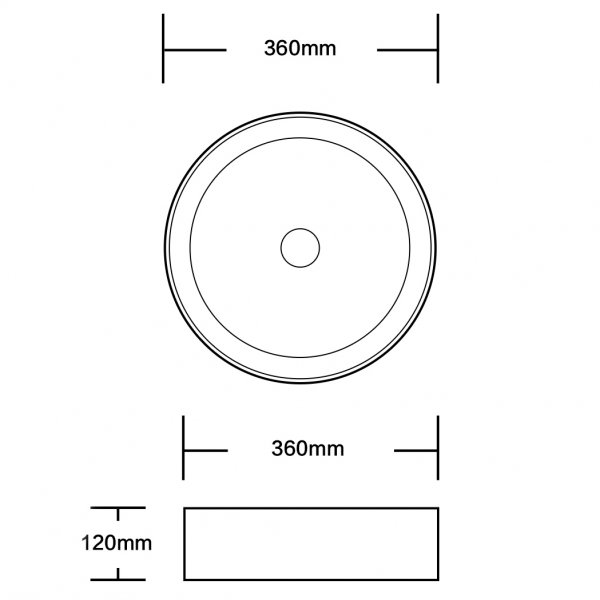 Runt handfat 36cm | Trendig svartvit design | Keramik/porslin