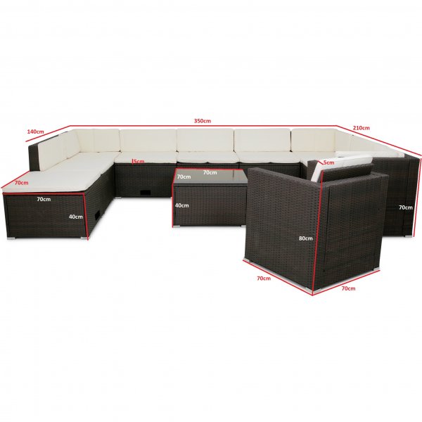 Stor loungegrupp utembler | Smart inbyggd frvaring | Konstrotting