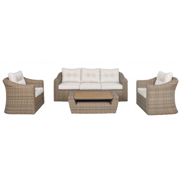 Utemöbelgrupp 3-sits soffa & fåtöljer | Natur konstrotting & aluminium | Saint Tropez Utemöbelgrupp 3-sits soffa & fåtöljer | Natur konstrotting & aluminium | Saint Tropez