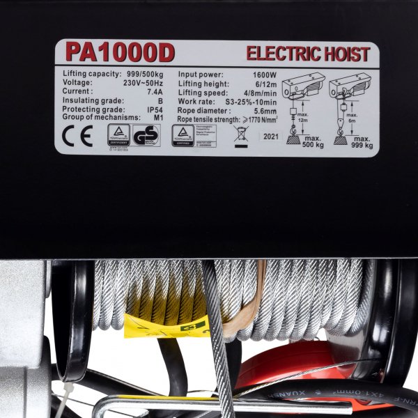 Elektrisk vinsch 230V med remskiva | Lyftkapacitet 999kg Elektrisk vinsch 230V med remskiva | Lyftkapacitet 999kg