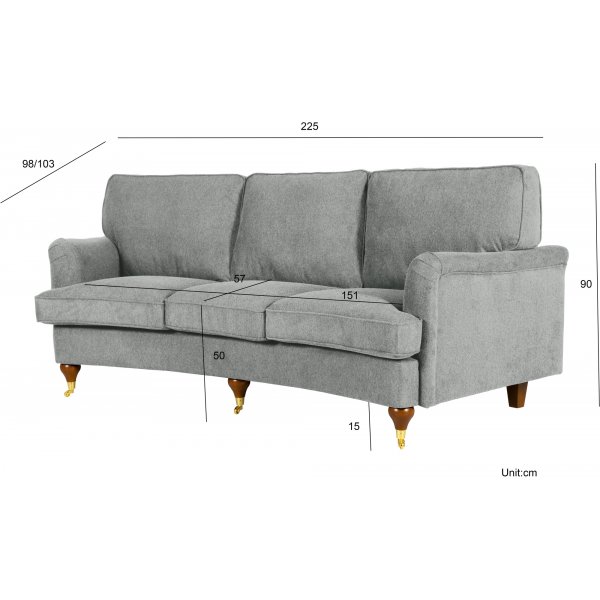Howardsoffa 3-sits | Sv�ngd design, pocketfj�drar & avtagbar kl�dsel | Gr�