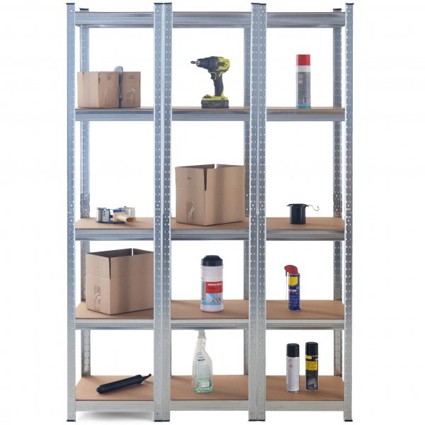 Tre frvaringshyllor 40x40x180cm | Galvaniserat stl