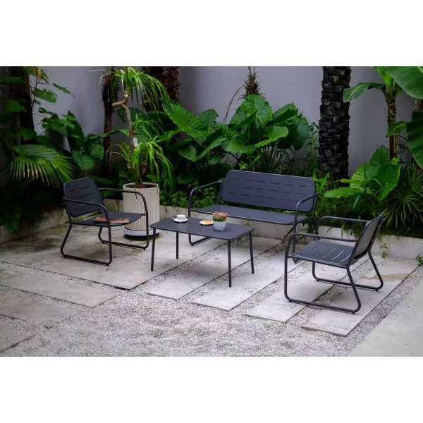 Loungegrupp i st�l | Svart loungeset med bord, stol och b�nk | Isac