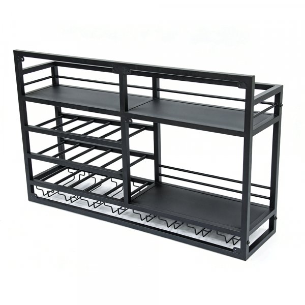 V�ggh�ngd vinhylla | Vin & glasf�rvaring | Tom v�nster | 99 � 25 � 65 cm | Obsidian