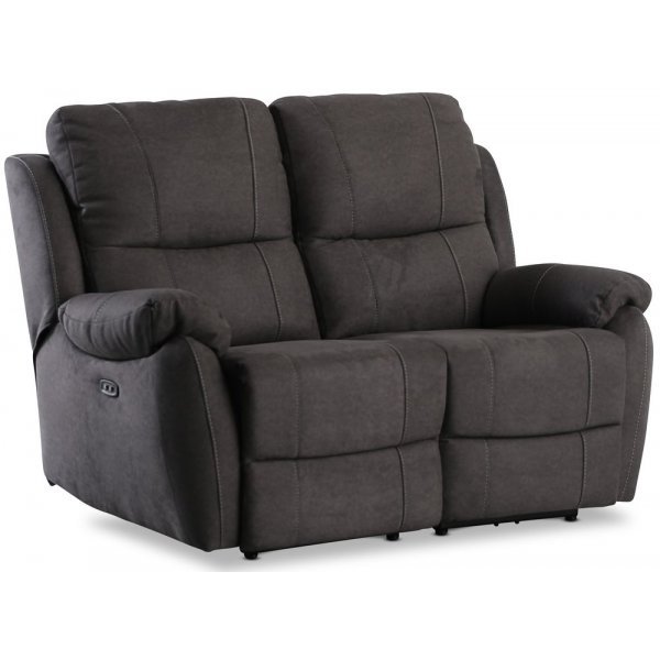 Biosoffa 2-sits med el-recliner � Antracit microfibertyg & pocketfj�dring | Tyst motor & h�g komfort