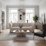 Chesterfieldsoffa 3-sits | Beige sammet, kallskum & avtagbar kl�dsel | Milton