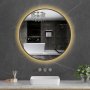 Rund badrumsspegel 80x80 | Svart ram | LED-belysning | Anti-fog & touch-styrning