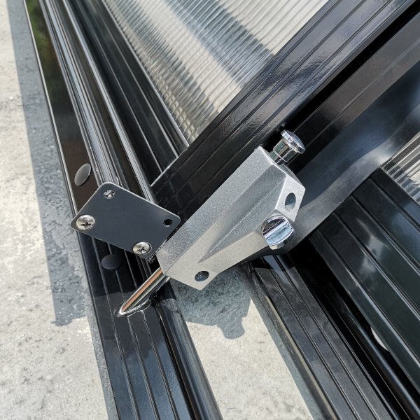 Pooltak 4x8m med sidodrr | Skjutbart - Svart