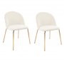 1 Matstolar i beige sammet med diamantmönster och mässingsben, 2-pack | Plaza Velvet