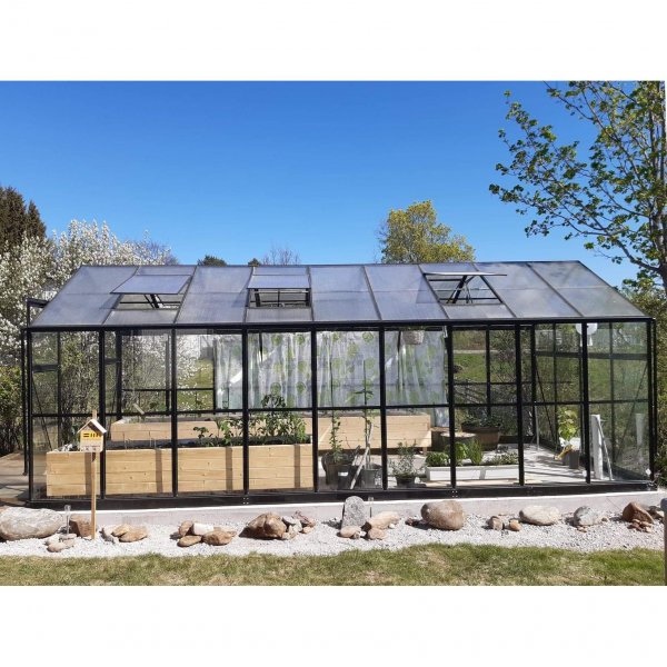 Växthus 14,4m² | 4mm säkerhetsglas | 5 års stormgaranti Växthus 14,4m² | 4mm säkerhetsglas | 5 års stormgaranti
