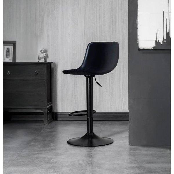 Svart barstol för kök & bar | Justerbar höjd med fotstöd Svart barstol för kök & bar | Justerbar höjd med fotstöd