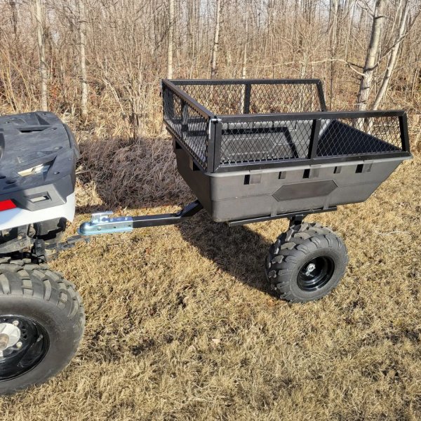 Robust ATV-Vagn med mesh | 700KG Lastkapacitet & terr�nghjul | Svart