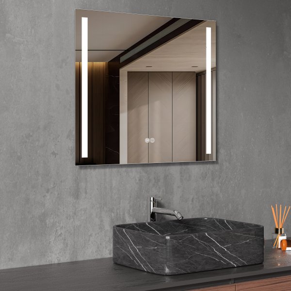Badrumsspegel | LED-lyse sidor | Dimmer & touch-styrning | Rektangulär Badrumsspegel | LED-lyse sidor | Dimmer & touch-styrning | Rektangulär