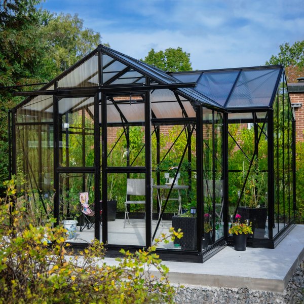 Tillbyggnad till T-format glasväxthus | 4 mm säkerhetsglas Tillbyggnad till T-format glasväxthus | 4 mm säkerhetsglas