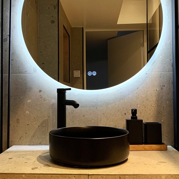 Runt tvttstll 36cm | Fr bnkmontering | Mattsvart porslin