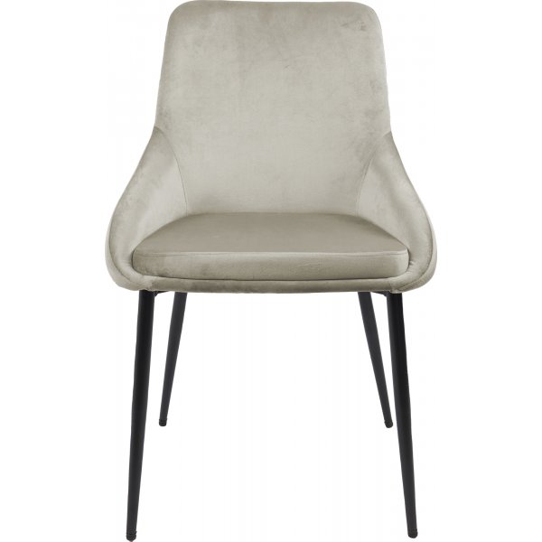 Matstolar i beige sammet med svarta metallben, 2-pack | Theo