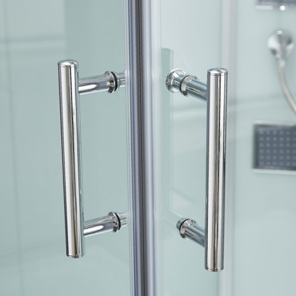 Stilren duschkabin med akrylkar och ryggmassage