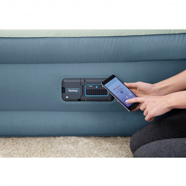 Luftmadrass för två med huvudgavel och app-styrd pump - Bestway 69060 Luftmadrass för två med huvudgavel och app-styrd pump - Bestway 69060