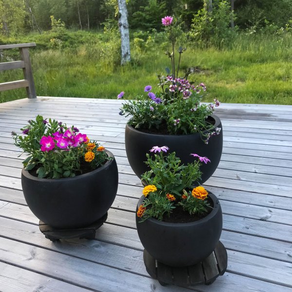 Fiberarmerade utekrukor | 3-pack | Granitsvart